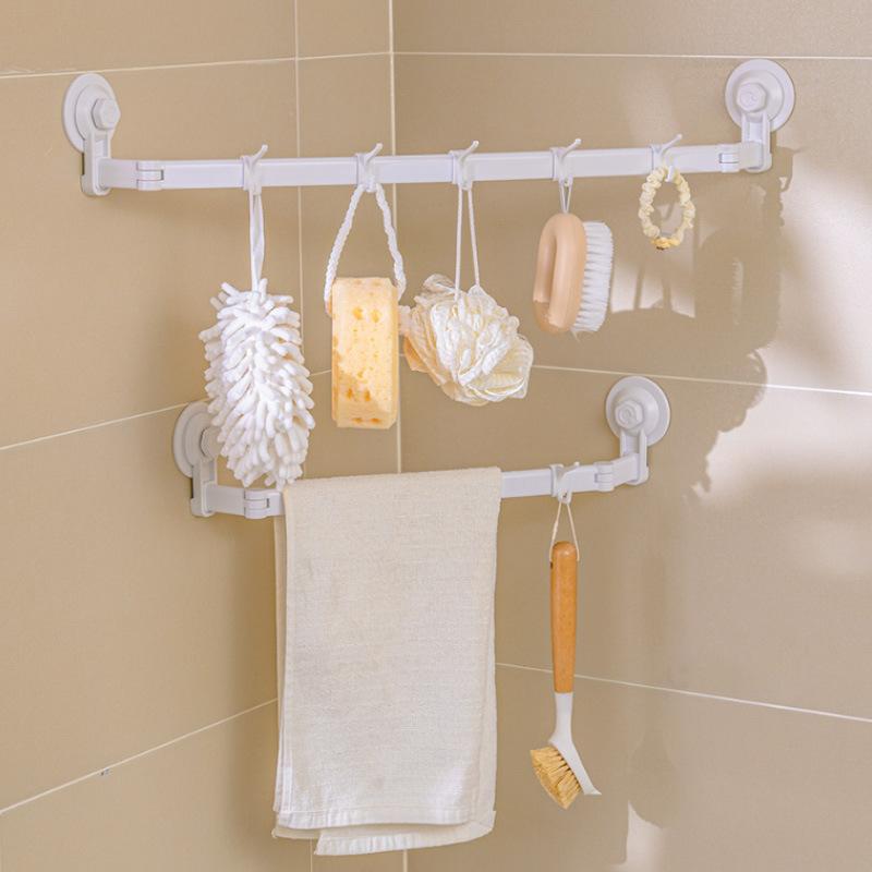 タオルハンガー バスルーム ラック タオル掛け 壁掛け 粘着式 ショート ロング アイボリー