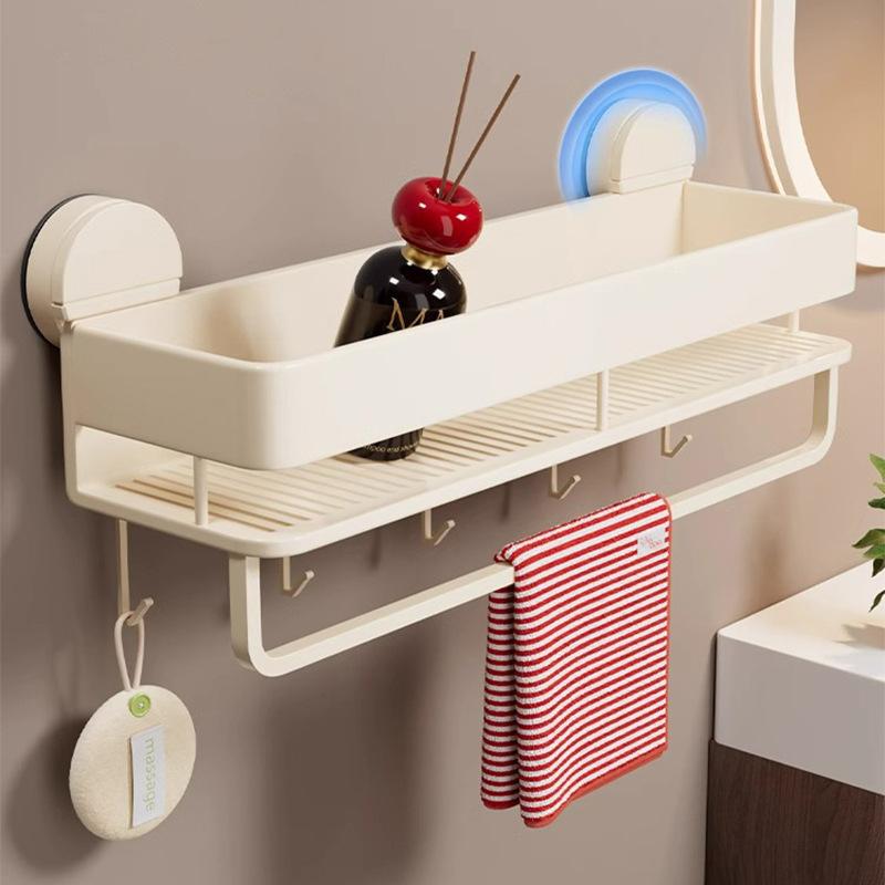 浴室 ラック タオル掛け 一体型 吸盤式 洗面所 お風呂 バスルーム 収納 棚 アルミ合金