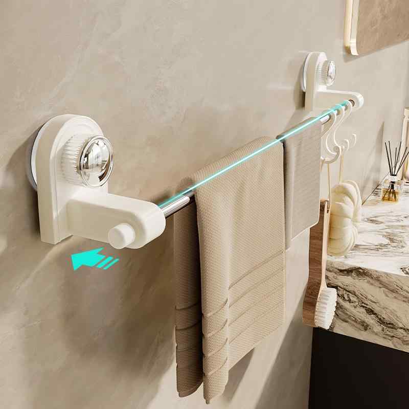 タオルラック 吸盤式 タオル掛け 浴室 洗面所 壁掛け 収納棚 穴あけ不要 プラスチック製 ブラウン シル..