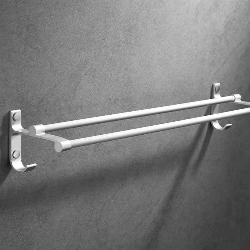 タオルハンガー アルミ合金製 壁掛け式 ネジ不要 多機能 キッチン 浴室 収納ラック マット 艶消し ブラ..