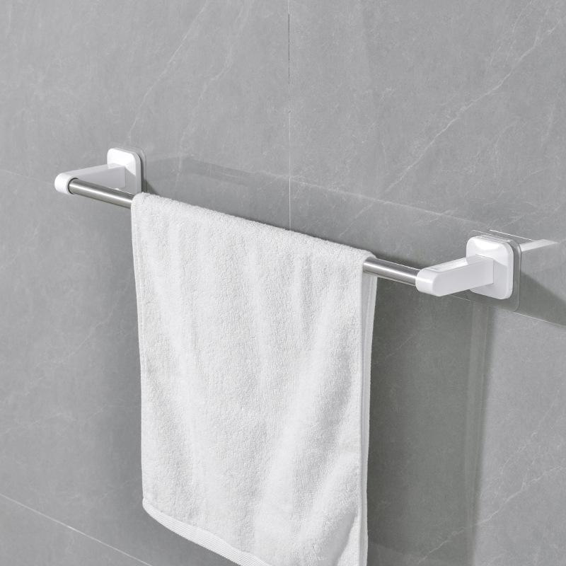 タオル掛け ステンレス製 浴室 洗面所 壁掛け タオルハンガー 吸盤式 ブラック ホワイト(x2)
