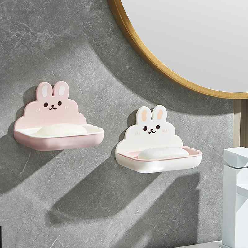 石鹸ケース レディース かわいい 壁掛け式 水切り タイプ バス用品 雑貨 ピンク系 ウサギ
