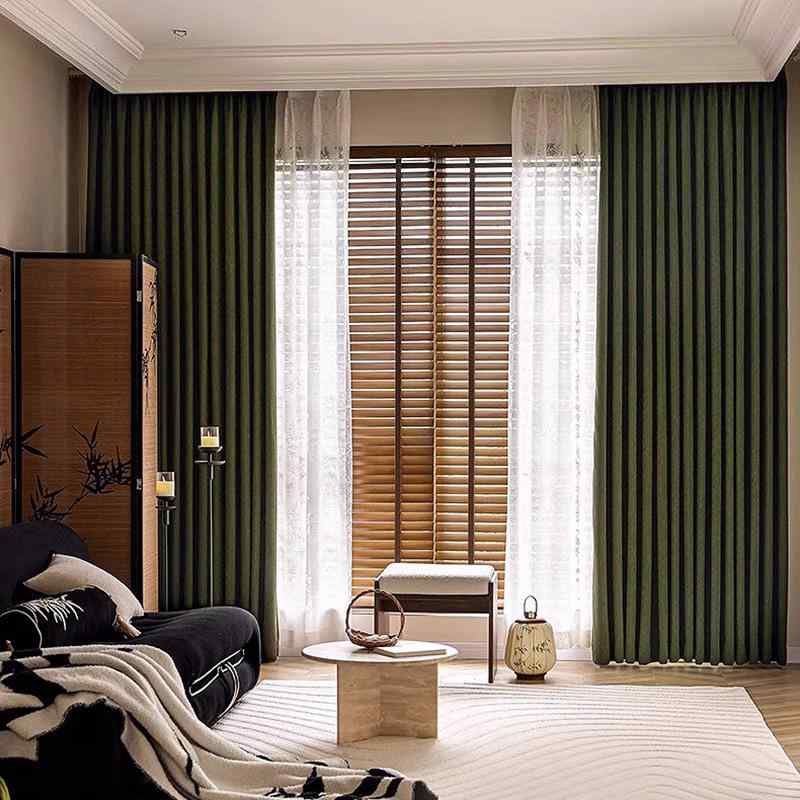 カーテン レディース 寝室 リビング 遮光カーテン シェニール ジャカード 提花 ストライプ 無地 菱形 ..