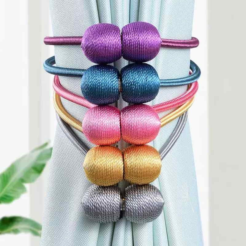 カーテン留め具 レディース メンズ 現代風 磁石式 マグネット式 ドレープ 薄手 厚手 モダン シンプル 無地 全22色(x2)