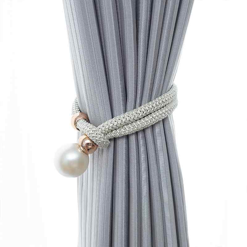 カーテン 留め飾り レディース カーテンタッセル ポリエステル製 マグネット式 無地 ピンク グレー パ..