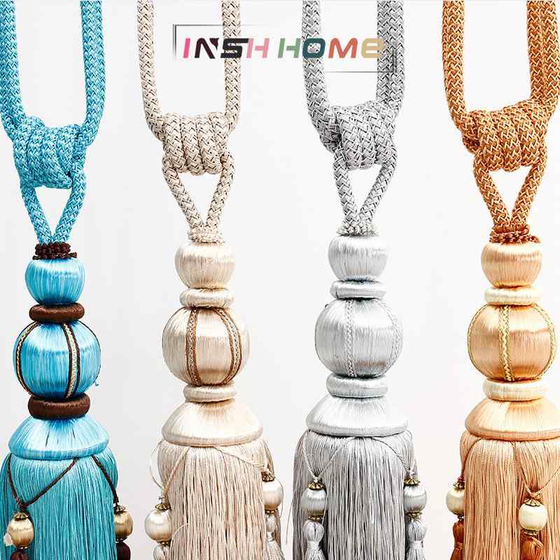 カーテン留め飾り 新中式 ポリエステル製 房飾り タッセル付き 深紫色 ベージュ ゴールド 孔雀ブルー ..
