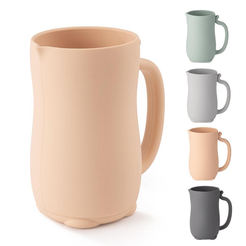 ベビー 沐浴用カップ シャンプーカップ 赤ちゃん用 シリコン 洗髪用 柔らかいカップ 取っ手付き 薄グレ..