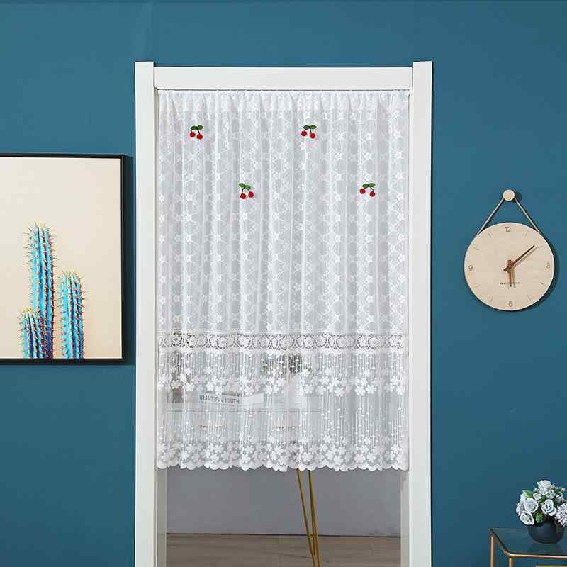 のれん レディース 白レース 伸縮棒 カーテン 間仕切り 飾り付け ポリエステル製 花柄 寝室 書斎 キッ..