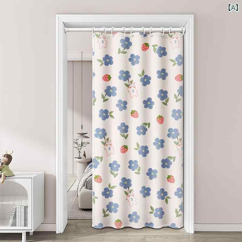 のれん 突っ張り棒式 間仕切り ポリエステル 遮光カーテン かわいい柄 花柄 アニマル柄 ドアカーテン ..