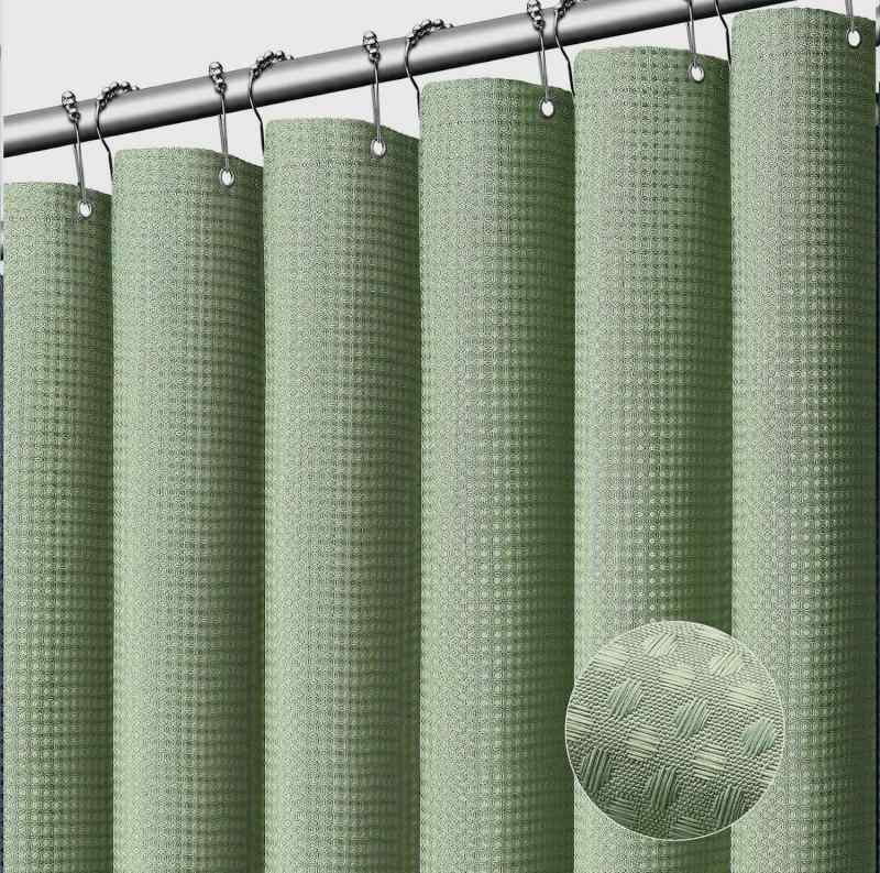 カーテン 浴室用カーテン 防水 防カビ ワッフル生地 無地 円形ドット柄 バスカーテン 衛生用品 幅183cm..