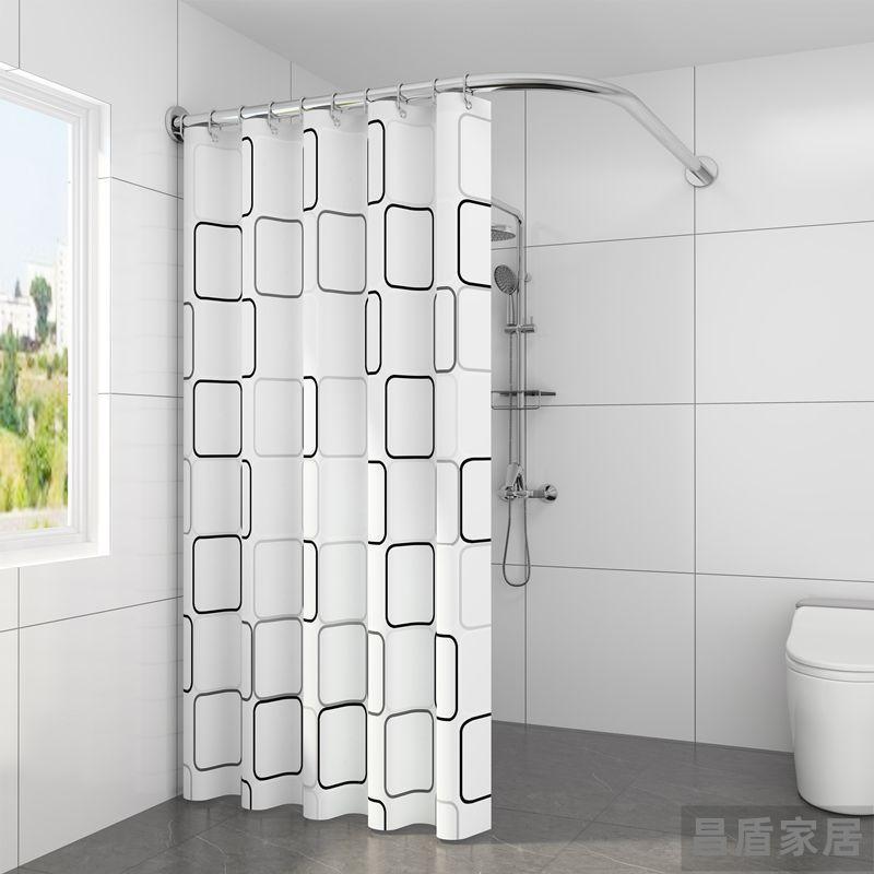 シャワーカーテンセット カーテンロッド 突っ張り棒式 防水 防カビ 厚手 間仕切り シャワーブース カー..