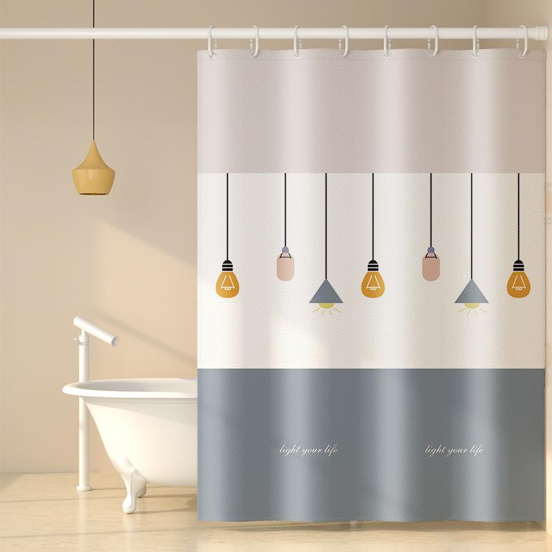 カーテン 防水 防カビ 浴室 間仕切り ポリエステル 厚手 伸縮棒付き 北欧風 花柄 フルーツ柄 アニマル柄