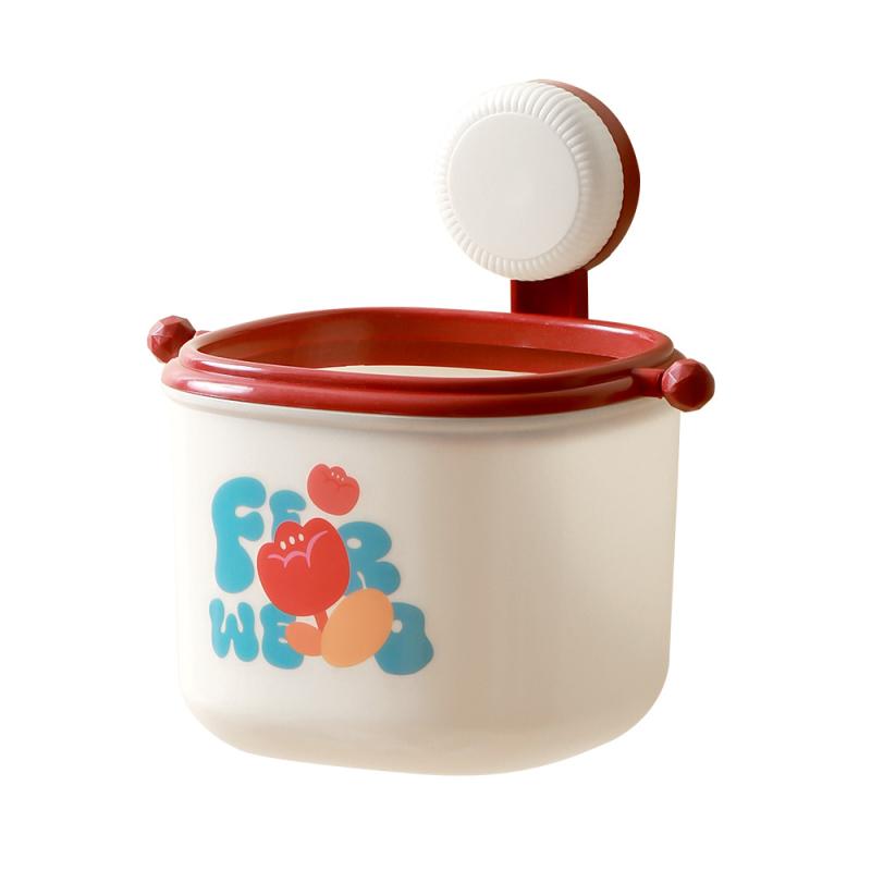 歯ブラシホルダー 壁掛け式 洗面所 かわいい プラスチック製 ミニ収納 カートン ピンク系 レッド系(x2)