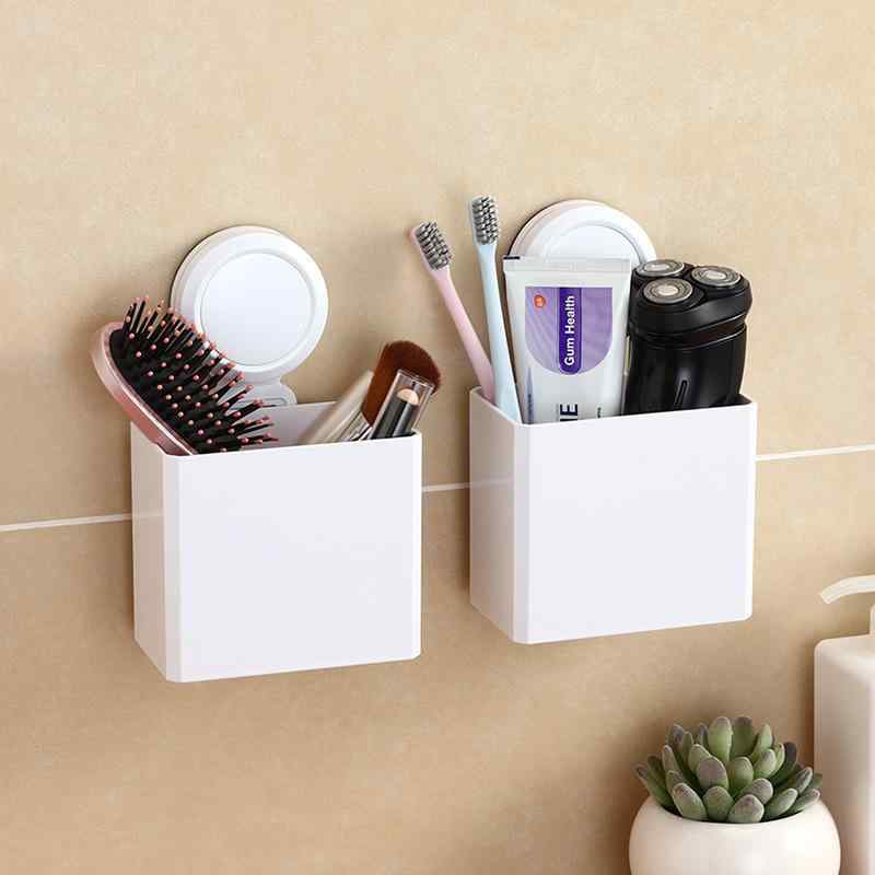 収納ラック レディース バスルーム 壁掛け 吸盤式 シェーバー 歯ブラシ 歯磨き粉 収納ケース プラスチ..