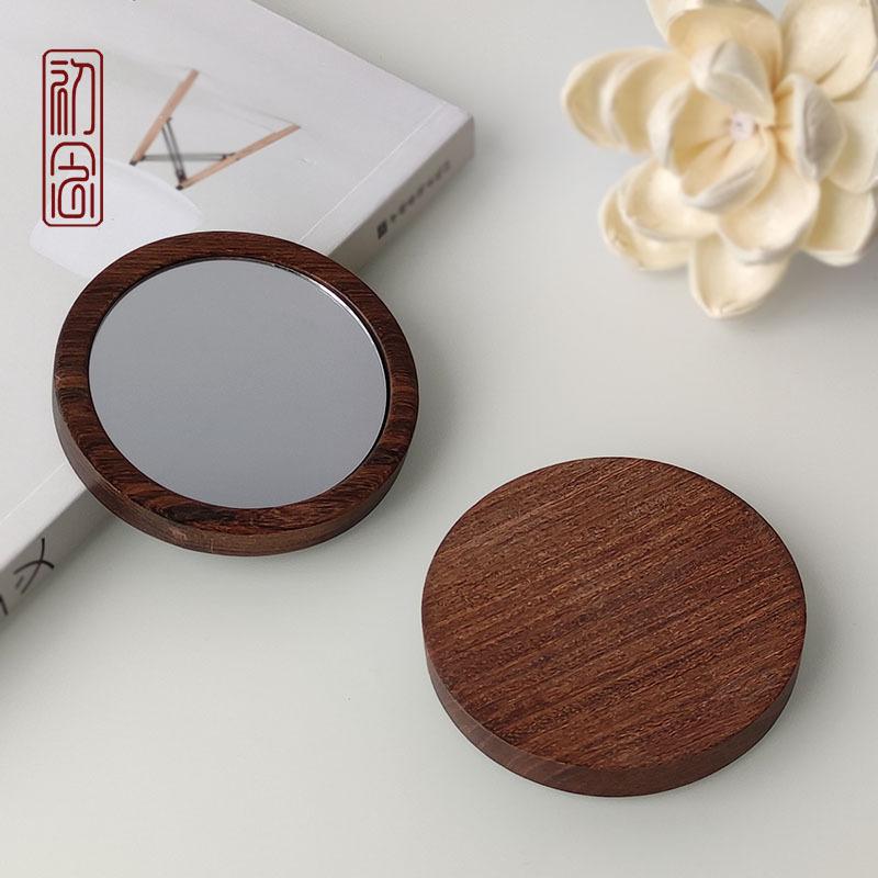 化粧鏡 木製 卓上ミラー 手鏡 携帯ミラー 黒檀 オーストラリア酸枝 胡桃木 紫光檀 卓上鏡 鏡 ミラー