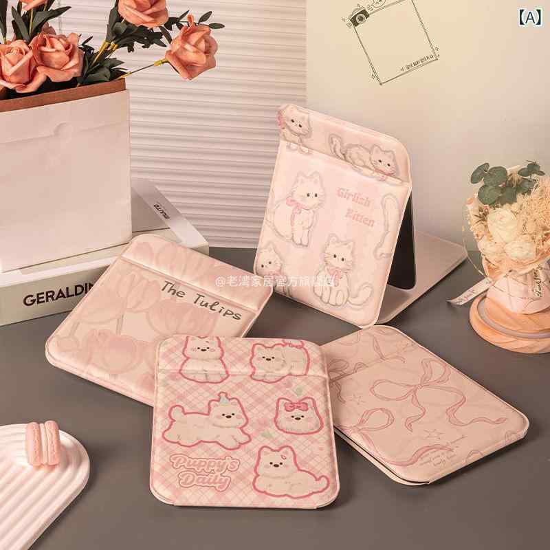 化粧鏡 レディース ガールズ 折りたたみ式 携帯ミラー 卓上ミラー 7×106cm かわいい プリント 小型ミラ..