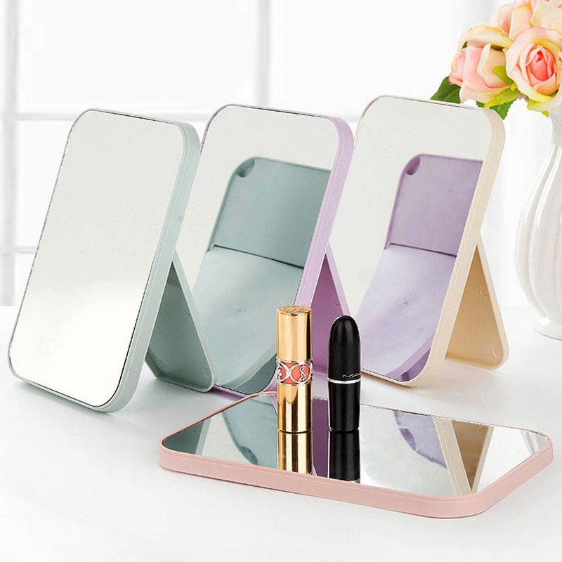 卓上ミラー レディース メンズ 高精細 メイクアップミラー 化粧鏡 折りたたみ 携帯用 鏡 ABS 銀鏡 緑 米白 寝室 浴室