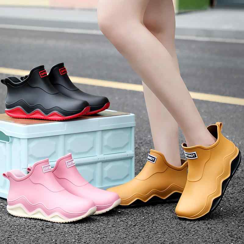レインシューズ レディース ローカット 防水 滑り止め 厚底 耐摩耗性 ショートブーツ 女性用 雨靴 ブラック ホワイト レッド イエロー ベージュ ピンク系