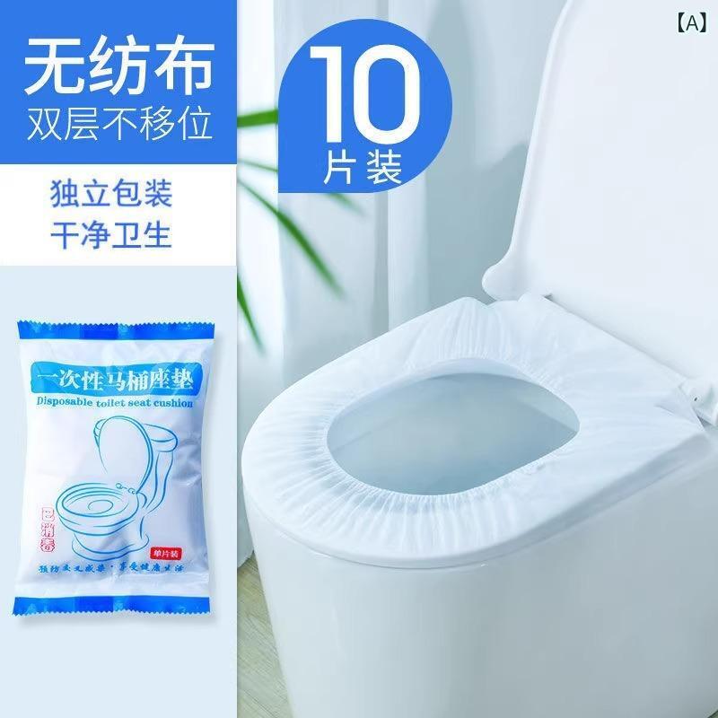 トイレ 便座シート 使い捨て 旅行 宿泊施設用 ダブル レイヤード プリント 厚手 10枚 不織布 独立包装