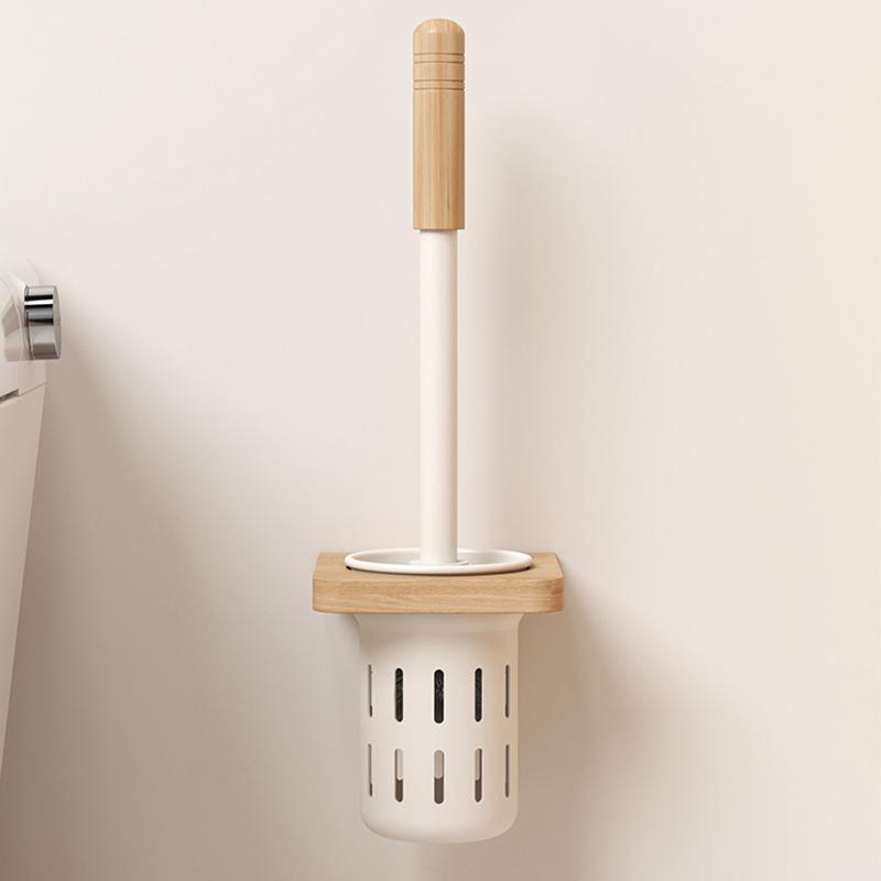 トイレブラシ 壁掛け式 トイレ清掃ブラシ セット アルミ合金製 木柄 衛生用品 掃除用品 浴室用具 現代風
