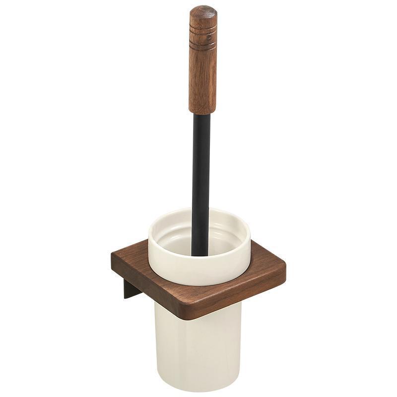 トイレブラシ 胡桃木 トイレブラシスタンド 壁掛け 穴あけ不要 トイレ 収納 コーナーブラシ 隅々まで掃..