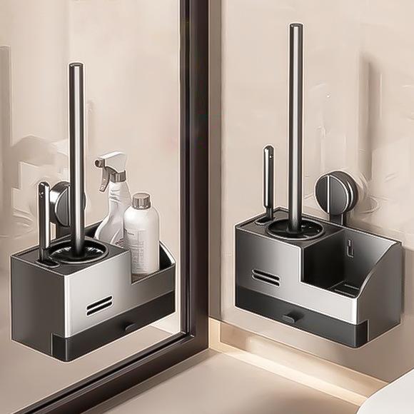 トイレブラシ 壁掛け式 吸盤タイプ トイレブラシ 衛生ブラシ 浴室用 掃除用具 グレー アイボリー 水切..