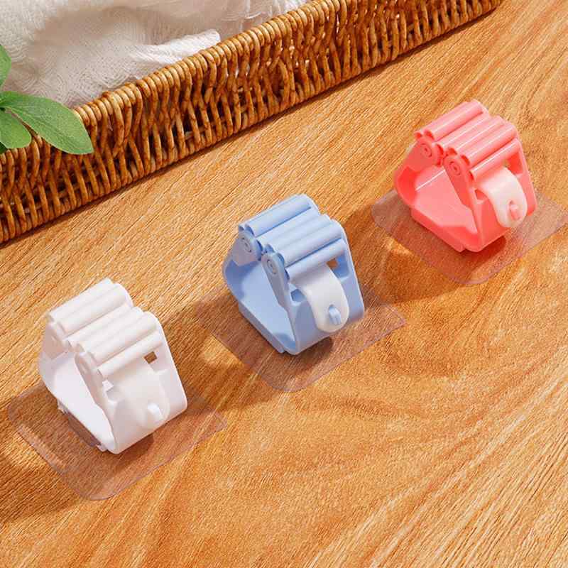 モップホルダー 壁掛け 強力 粘着 フック モップ クリップ 固定 PP 素材