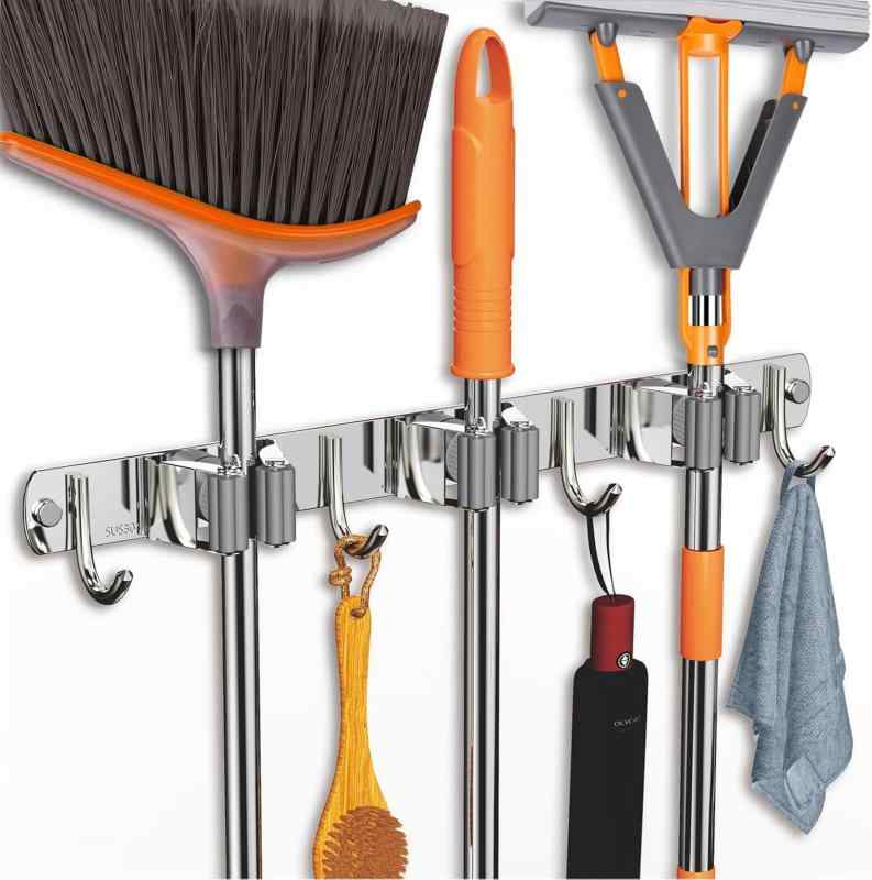 タオルハンガー ステンレス 粘着フック 壁掛け 強力 収納ラック モップホルダー ほうき クリップ 黒