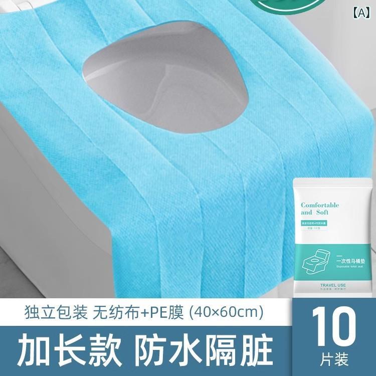 トイレマット レディース メンズ キッズ 子供用 ベビー 使い捨て 便座シート 不織布 全面カバー 携帯型 99%のトイレに対応 ブルー 10枚入