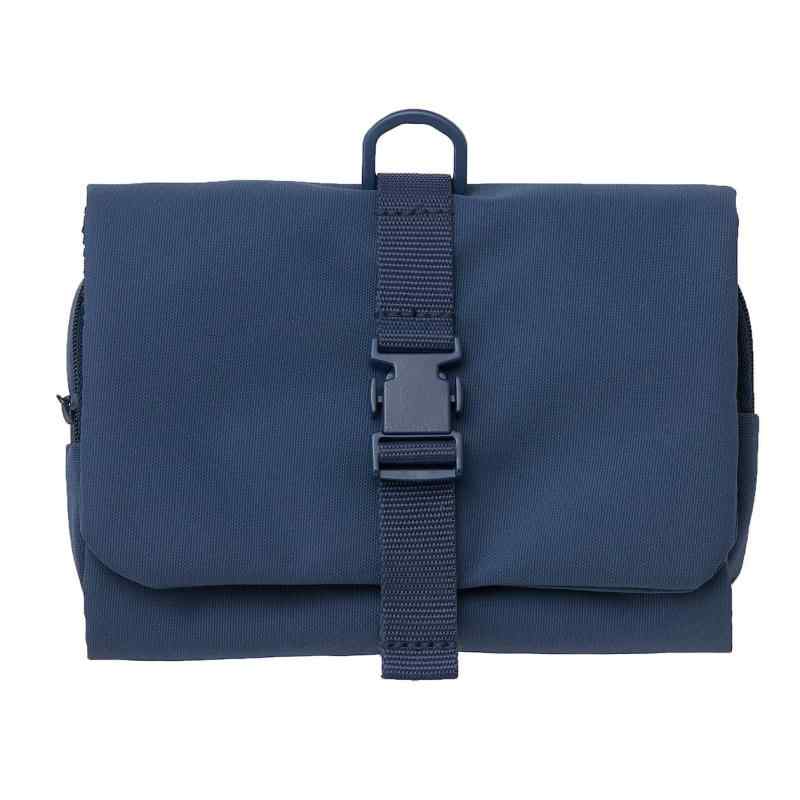 化粧ポーチ レディース メンズ 良品 手提げ 小さめ 小物入れ カードケース付き ポリエステル 無地 シンプル 長方形 スクエア ブラック ブルー グレー