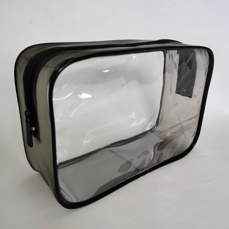 洗漱ポーチ レディース 旅行用 防水 大容量 透明 PVC 化粧ポーチ 浴室用具 収納ポーチ ブラック(x5)