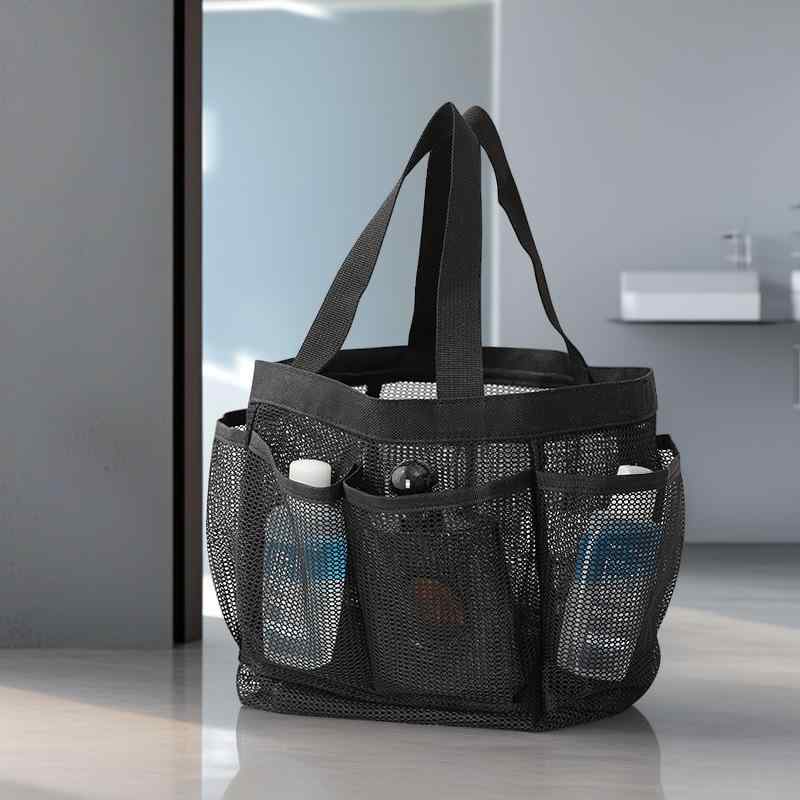 バス用品 レディース メンズ 7ポケット ビーチバッグ 浴室 ランドリーバッグ メッシュ シャワー 化粧品..