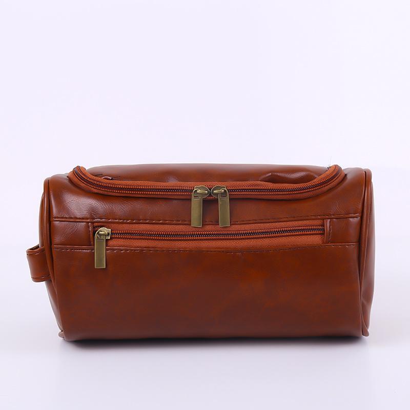 化粧ポーチ レディース メンズ 兼用 旅行用 防水 大容量 多機能 PU 洗漱用品 収納バッグ 25cm 13cm 撥水加工 ブラウン(x2)