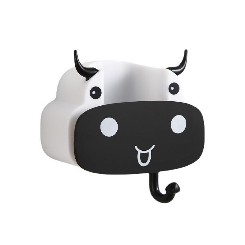 2個セットモップ ホルダー 強力 吸盤 粘着フック 壁掛け 収納 衛生 清掃 掃除用品 整理整頓 かわいい 牛・項目名: 素材・値: ABS+TPR・項目名: 重量・値: 約60g・項目名: 仕様・値: 萌牛拖把夹（グリーン.イエロー.ブラウン.ブラック）・項目名: 取り付け・値: 自粘免打孔・項目名: スタイル・値: 卡通