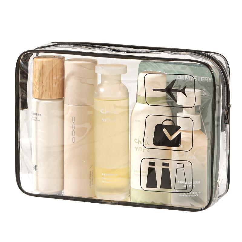 洗漱ポーチ レディース メンズ 旅行用 多機能 浴室用 乾湿分離 大容量 透明 防塵 化粧ポーチ 黒 ブラック