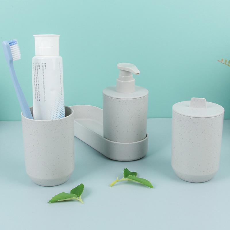 シャンプー リンス ボトル 詰め替え 容器 セット ディスペンサー 小麦ストロー製 浴室 洗面所 バス ア..