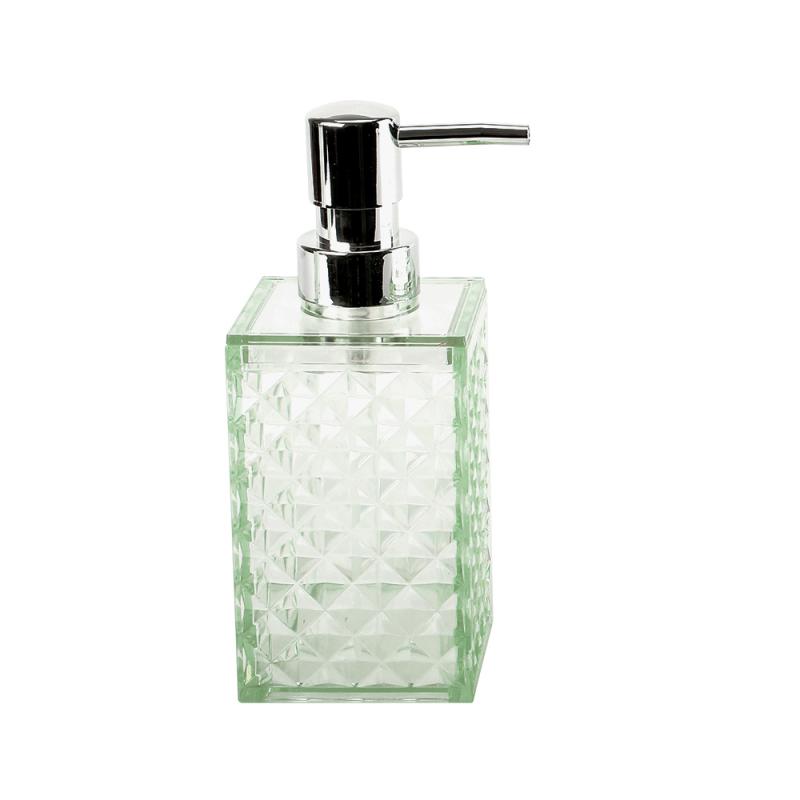 バスルーム 浴室 プラスチック 洗面用品 4点セット 透明 菱形 格子柄 歯ブラシホルダー タンブラー モ..