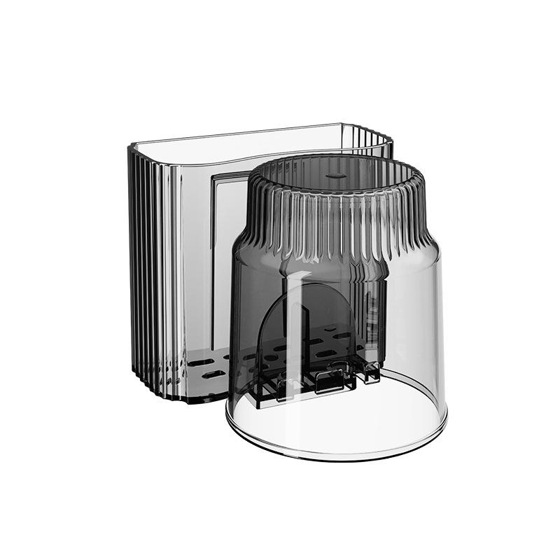 歯ブラシホルダー 壁掛けタイプ コップ付き 穴あけ不要 歯ブラシ立て 豪華感 洗面所 バスルーム PET製