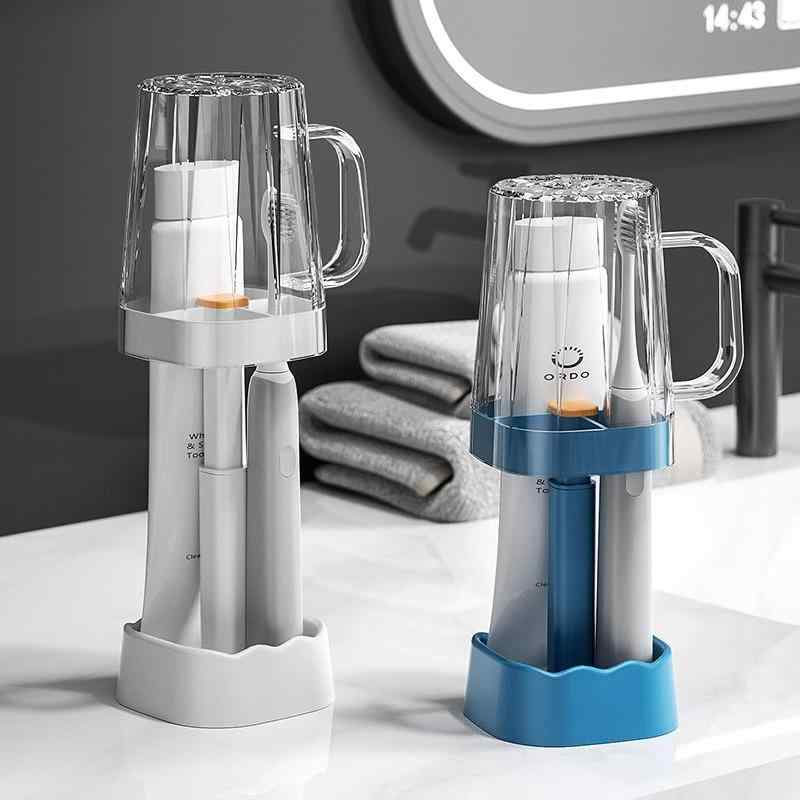 歯ブラシスタンド 調節可能 水切り 防塵 多機能 浴室 家庭 歯ブラシ コップ ホルダー 白 緑 青