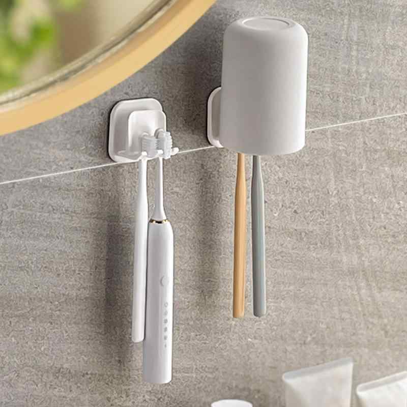 歯ブラシスタンド 浴室 コップホルダー 水切り 壁掛け 収納ラック 穴あけ不要 電動歯ブラシ プラスチッ..
