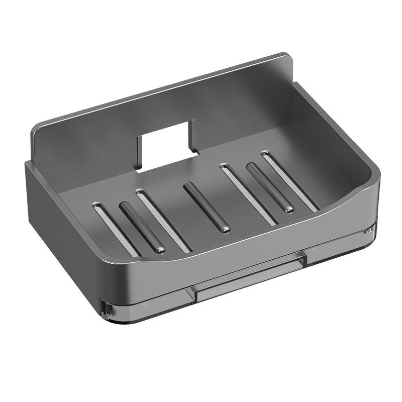 石鹸ケース 壁掛けタイプ 水切り 二層式 石鹸置き 吸盤式 バスルーム 洗面所 浴室 収納 ブラック グレ..