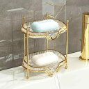 石鹸ケース レディース メンズ 北欧風 2層 水切り 壁掛け式 浴室 洗面所 置き型 石鹸ホルダー プラスチック製 透明 透緑