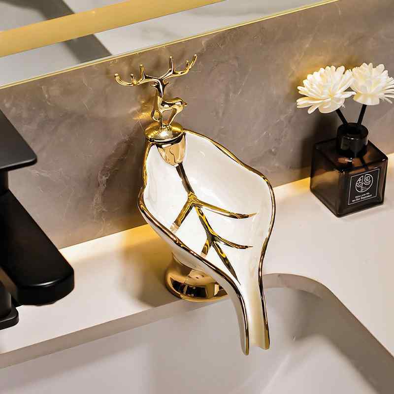 石鹸ケース 石鹸置き おしゃれ 陶器 水切り 洗面所 バスルーム 収納 琥珀色 スモークグレー エメラルド..