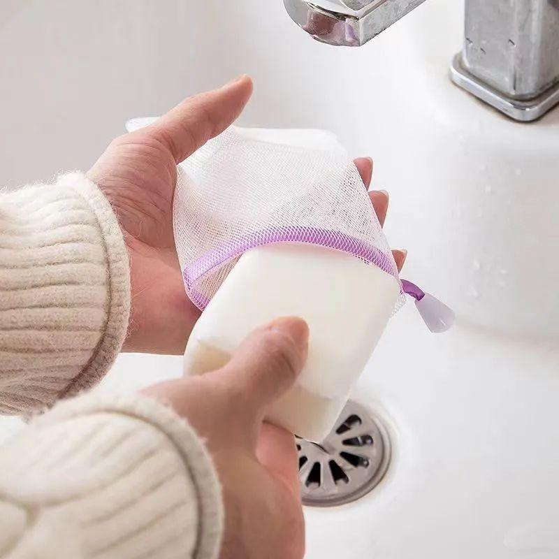 洗顔ネット 泡立てネット 石鹸 ネット 洗顔フォーム 泡立て袋 巾着 吊り下げ紐付き 濃密泡 フェイスウ..