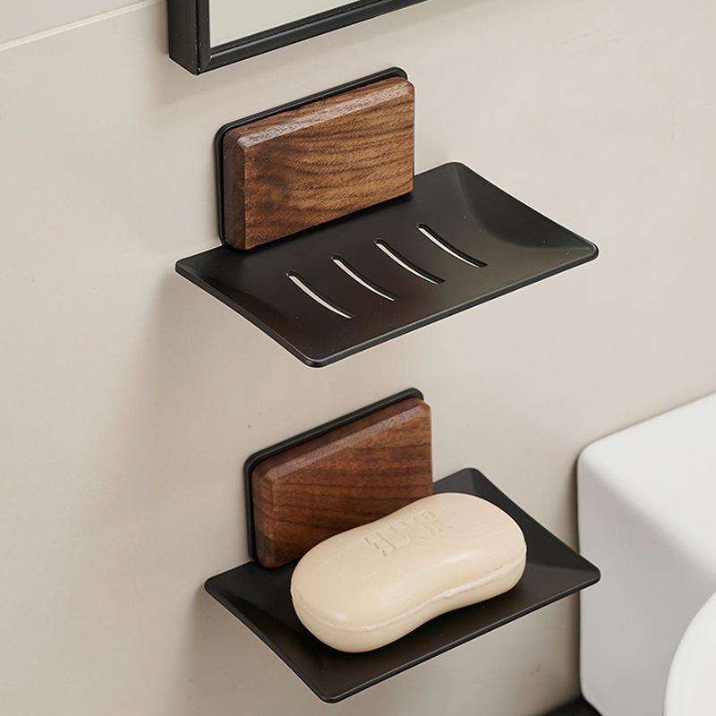 石鹸ケース 木製 くるみ木 Beech 実木 石鹸置き 水切り 浴室 トイレ 収納 ラック ホルダー 壁掛け