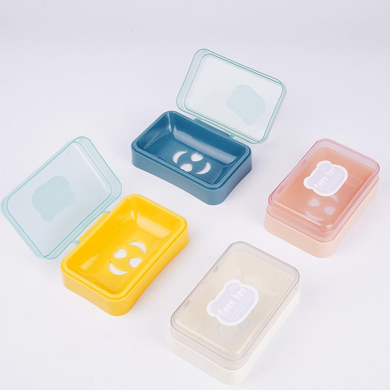 石鹸ケース レディース メンズ フタ付き 水切り 携帯用 プラスチック ピンク イエロー ブルー ベージュ