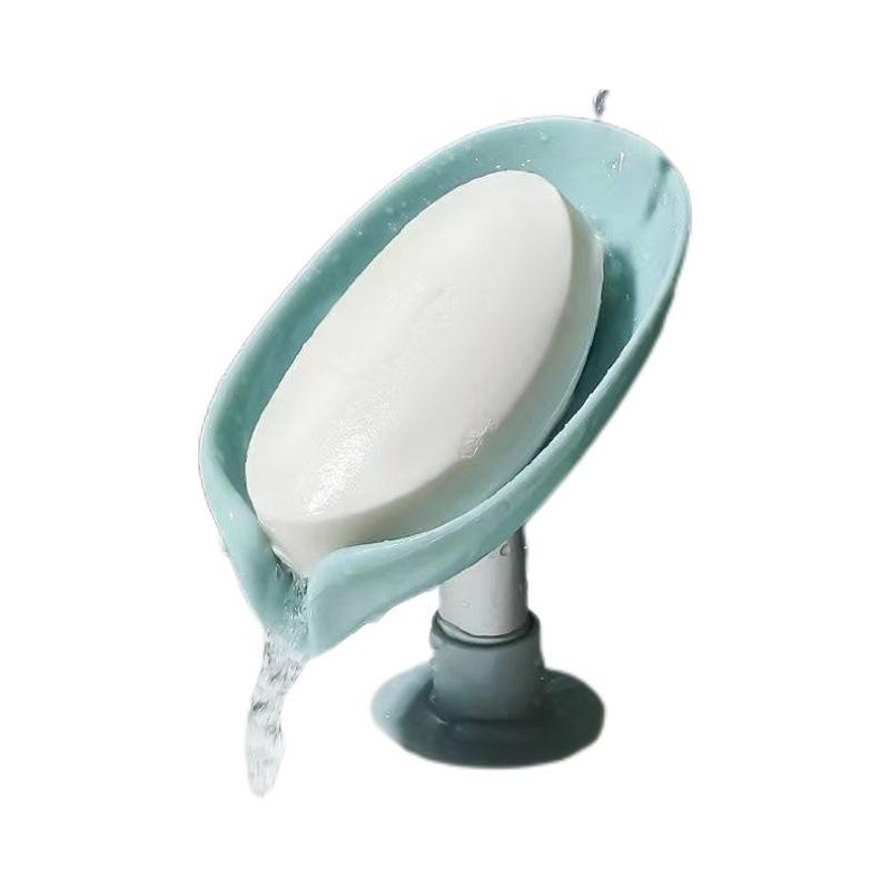 石鹸ケース ソープディッシュ 吸盤 穴あけ不要 水切り 浴室 洗面所 収納 グレー ブルー