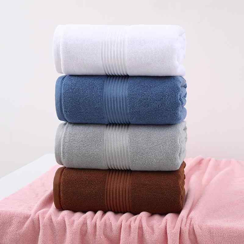 バスタオル 男女兼用 綿 大判 速乾 吸水 厚手 ビーチタオル 無地 90 180cm 米白 ピンク 焦糖色 ブルー ..