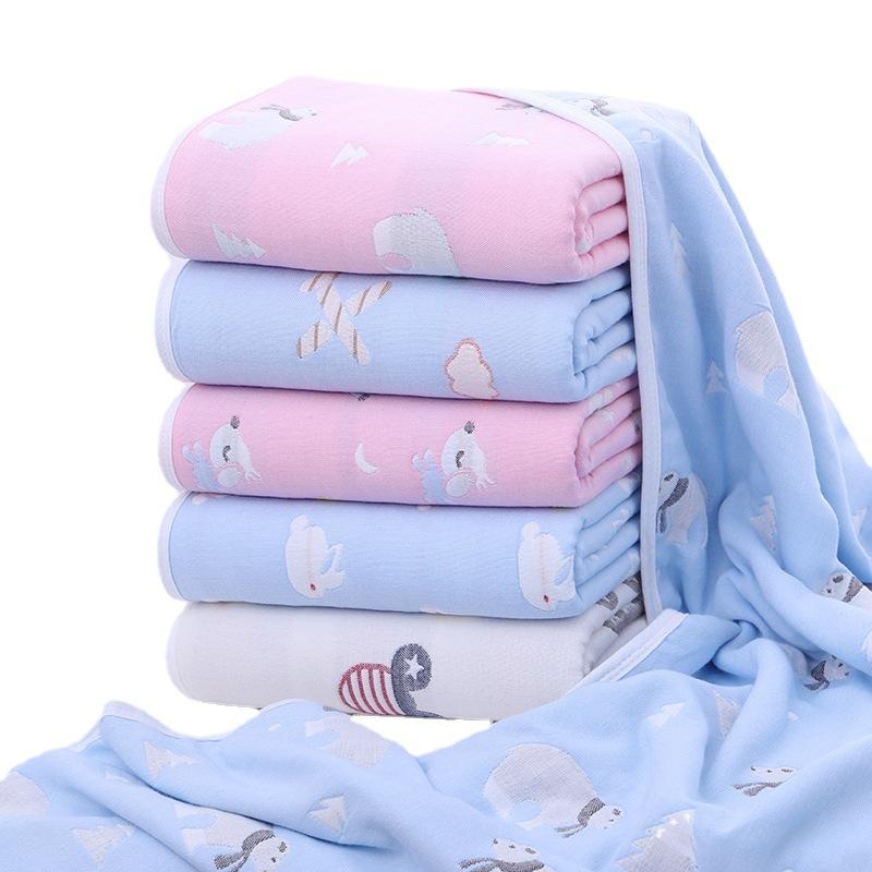 ベビー バスタオル 6重ガーゼ 綿 新生児 赤ちゃん ブランケット 70 140cm 小動物柄 花柄