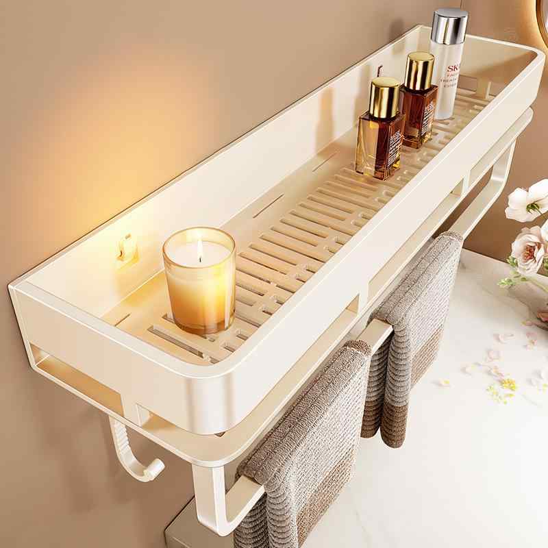 浴室 ラック 壁掛け式 取り外し可能 洗面所 浴室用 化粧品 洗面台 収納 棚 アルミ合金製 ホワイト系 幅30cm 幅40cm 幅50cm 幅60cm